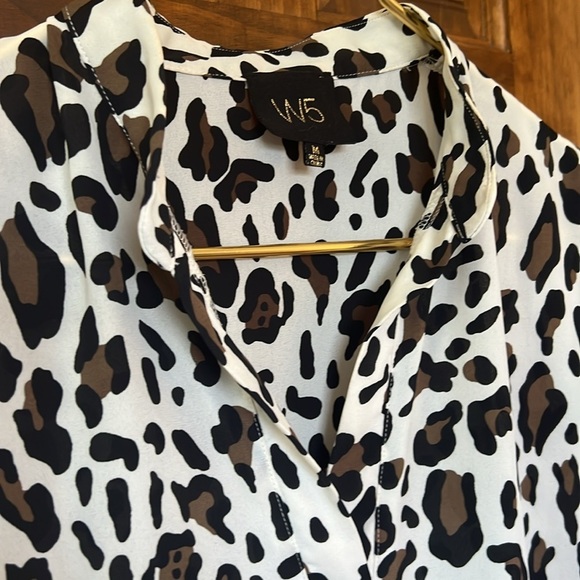 Leopard Cheetah Animal Print Notch Neck Blouse | M - Picture 4 of 7